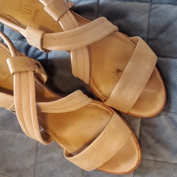 Frye Dani Crisscross Sandal Leather Suede Pink Tan - Size 8 - Picture 3 of 7